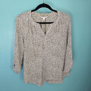 41 HawthornMorey Split Neck 3/4 Sleeve Blouse